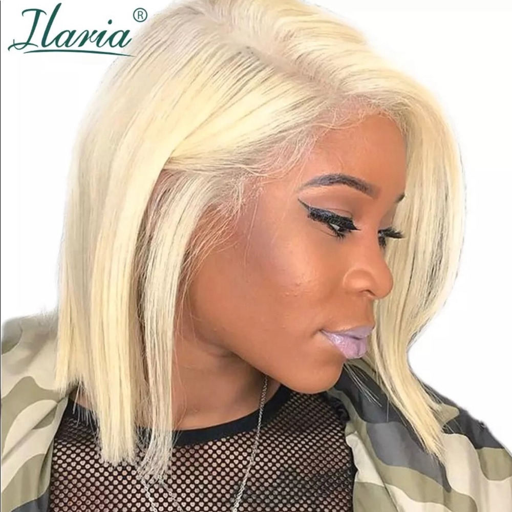 Blonde Lace Front Human Hair Wigs Plucked Short613